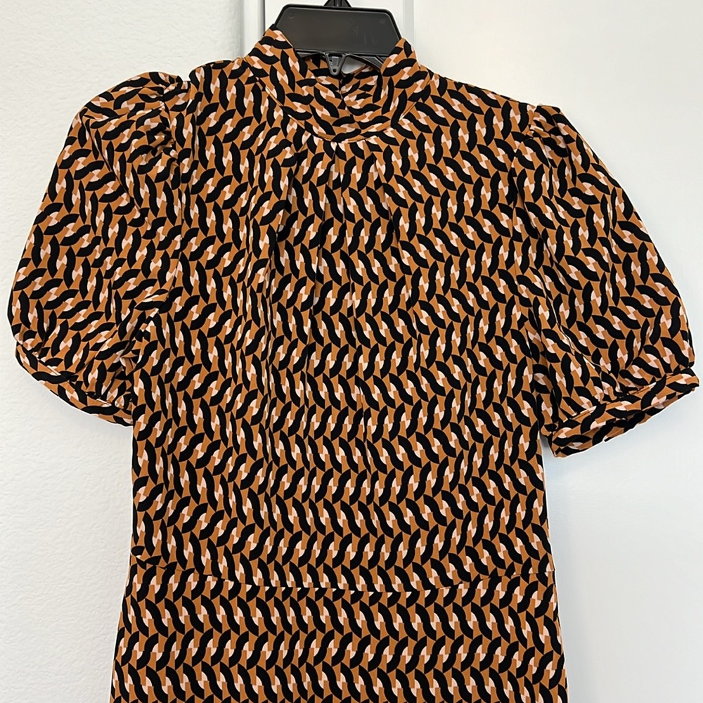 NWT Who What Wear Geometric Print Puff Sleeve Dress - Picture 3 of 16